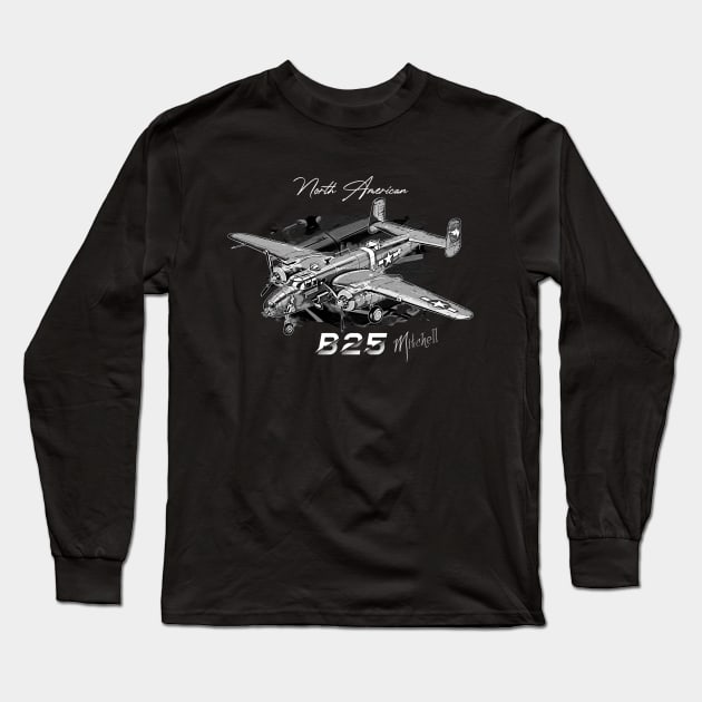 North American B-25 Mitchell Long Sleeve T-Shirt by aeroloversclothing